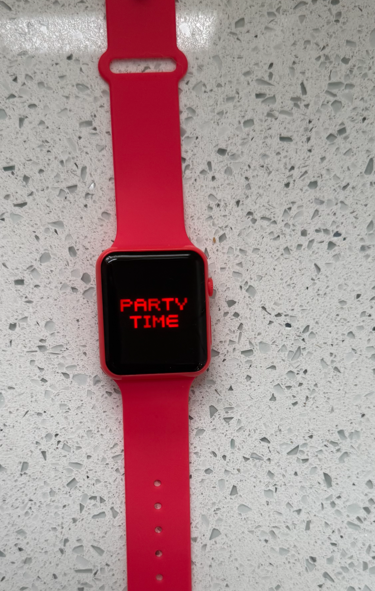 The Party Time in red, announcing PARTY TIME